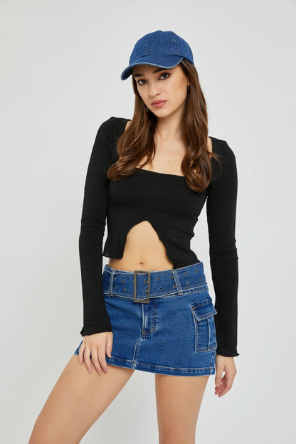 Cargo Denim Mini Skirt