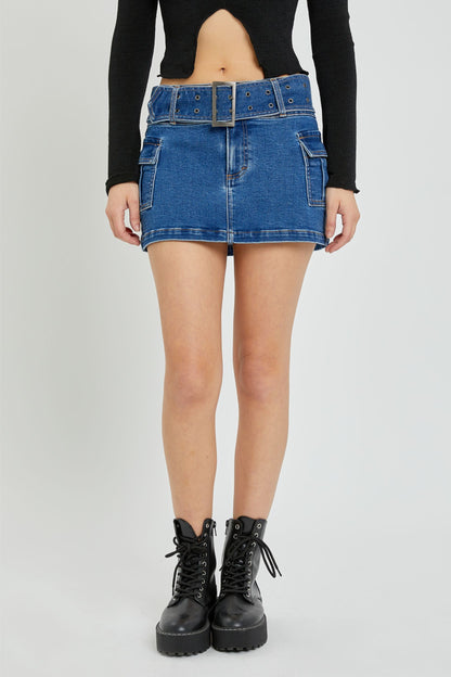 Cargo Denim Mini Skirt