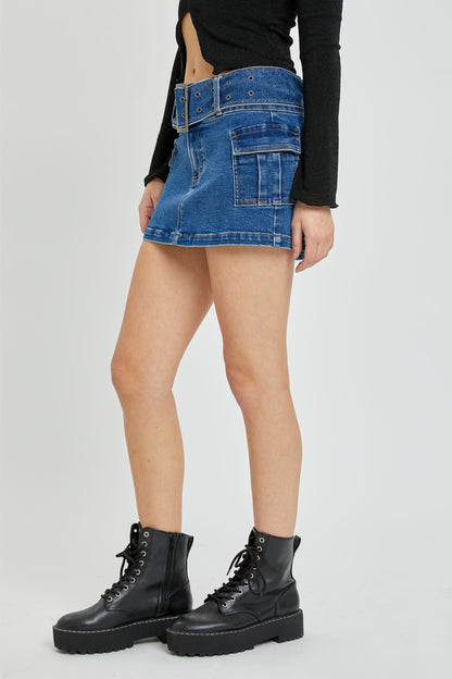 Cargo Denim Mini Skirt