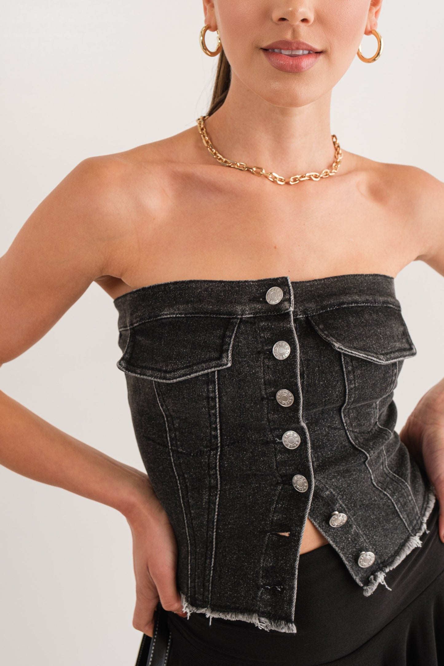 Black Denim Corset